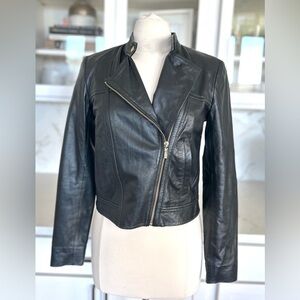 Michael Kors Lambskin Leather Moto Jacket Sz S